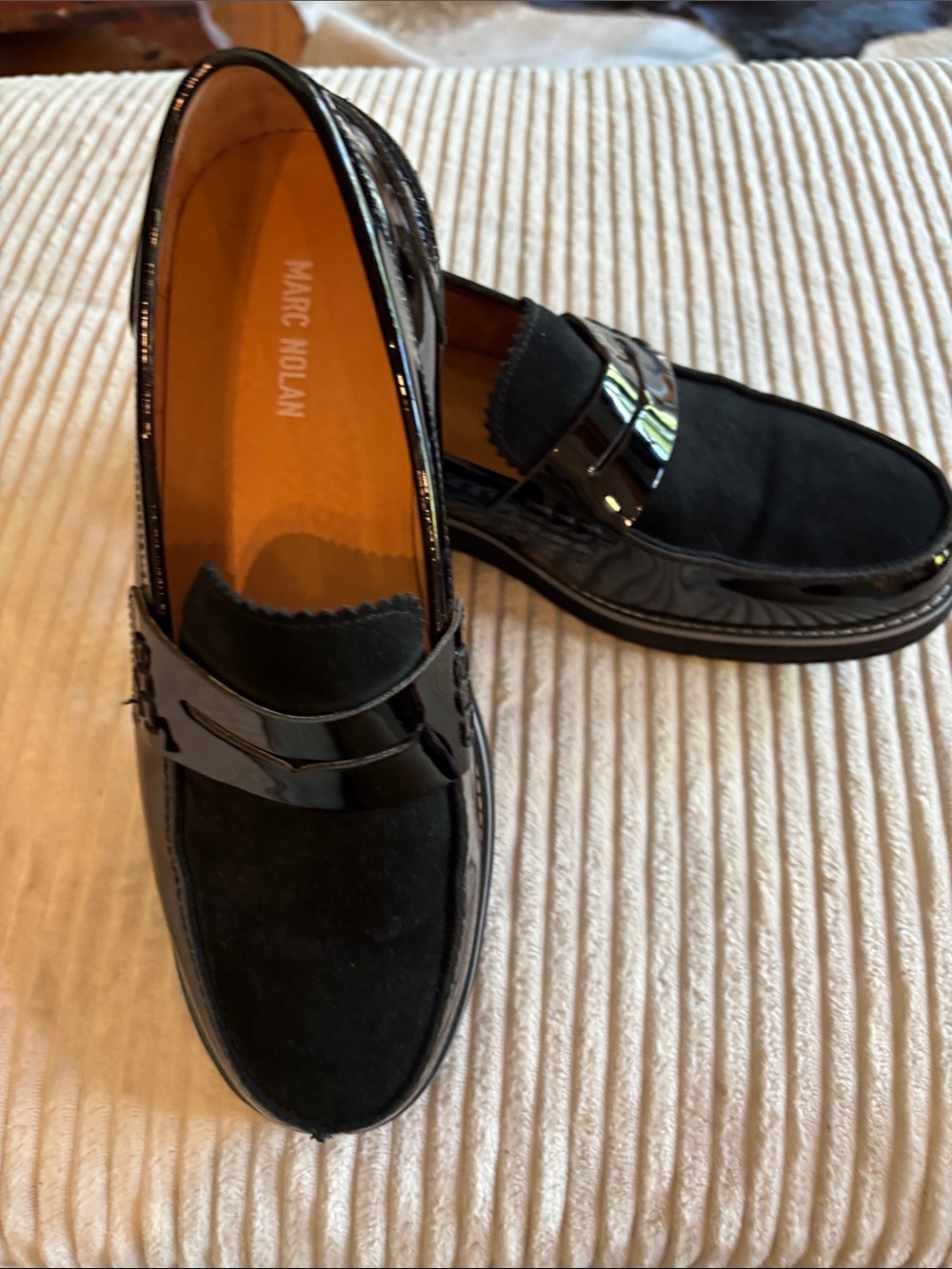 Marc NOLAN men’s patent leather / suede loafer
